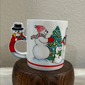 Love Mug- Vintage -Hallmark-Korea—Snowman Theme Christmas Mug Snowman Handle